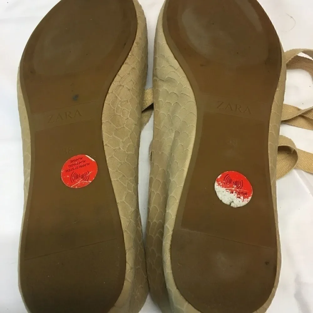 Nwot Zara ballet flats with ankle wrap sz 38